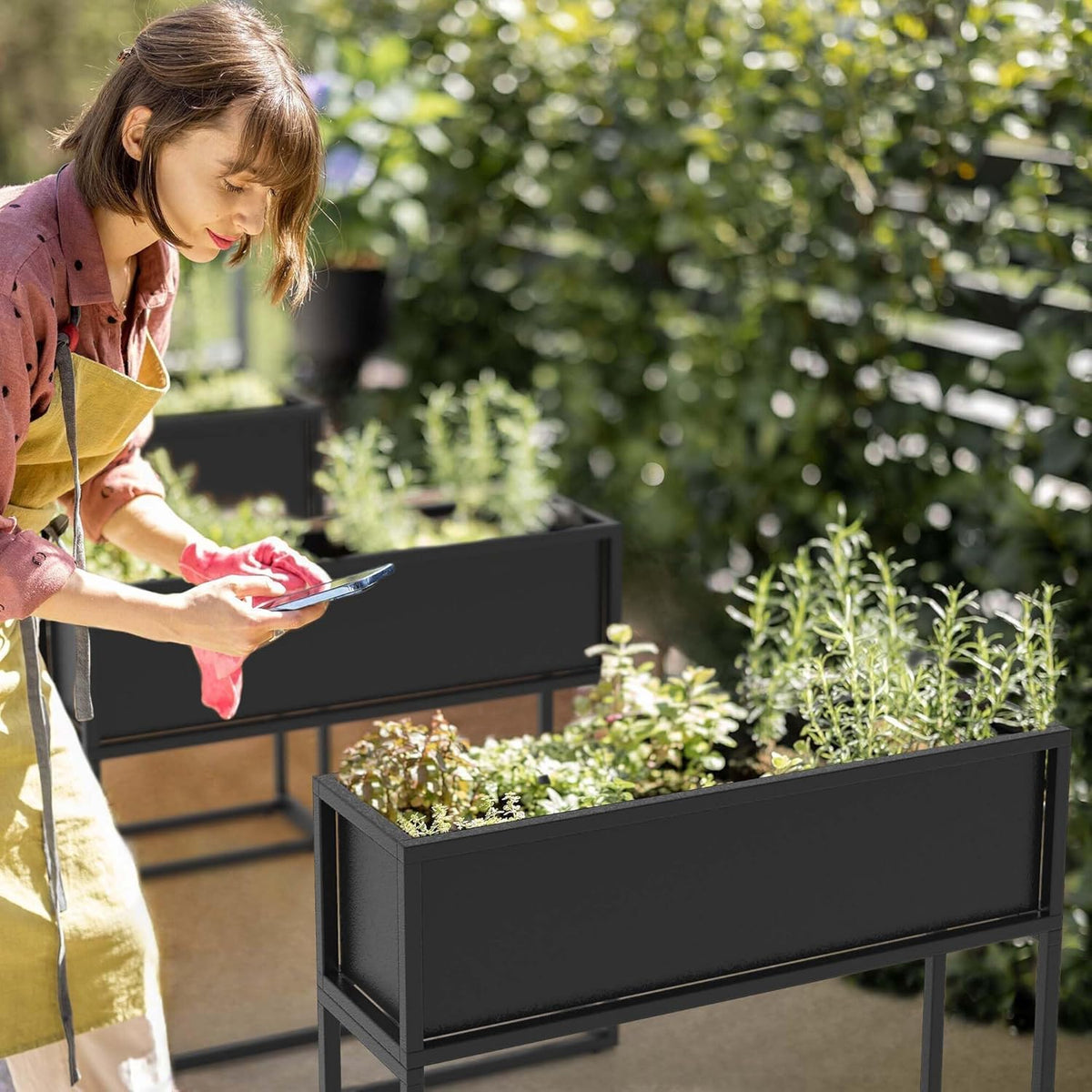 Cocoyard Elevated Planter Box - 28 Inch Durable Raised Garden Bed for Herbs and Flowers - Stylish