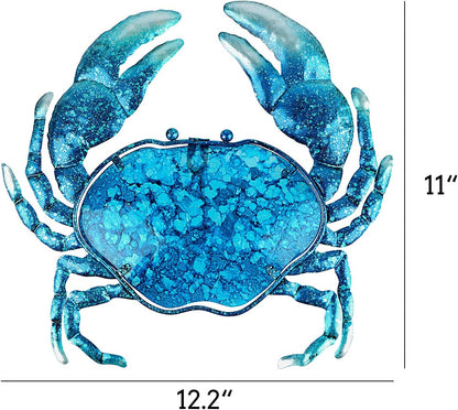 John's Studio Crab Wall Decor Outdoor Metal Bathroom Hanging Art Glass Blue Ocean Theme Decorations