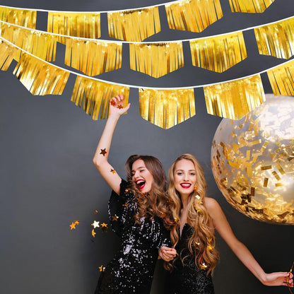 Gold Tassel Banner Double Sided Metallic Fabric Pennant Bunting Flag Garland for Graduation