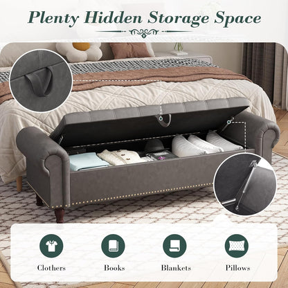 Apicizon 60”Bench with Storage, Upholstered Tufted Button Window Bench with Plenty Hidden Storage