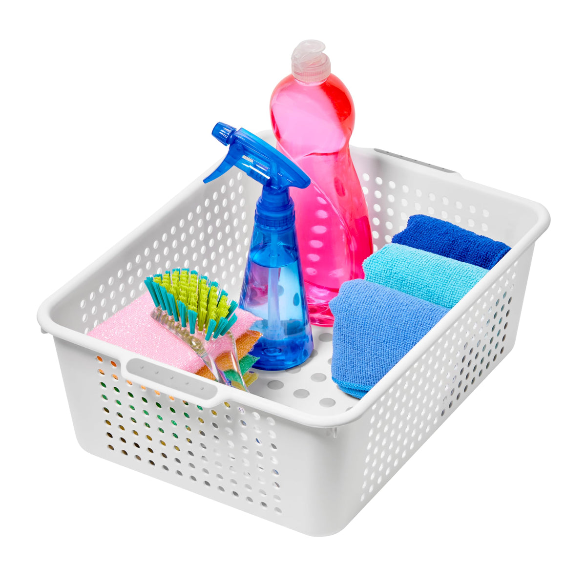 madesmart Classic Large Storage Basket with Soft Handle, White