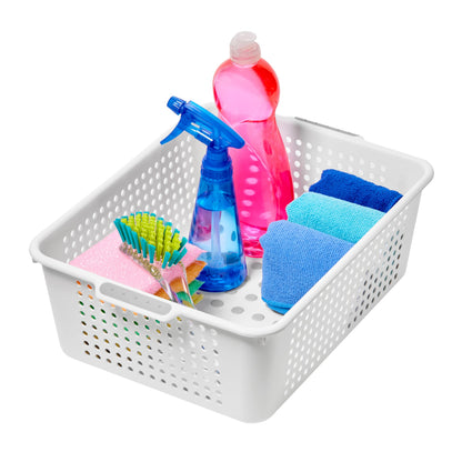 madesmart Classic Large Storage Basket with Soft Handle, White