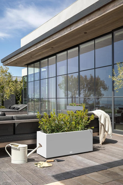 Veradek Block Series Long Box Planter - Large Rectangular Planter for Indoor or Outdoor Patio/Porch
