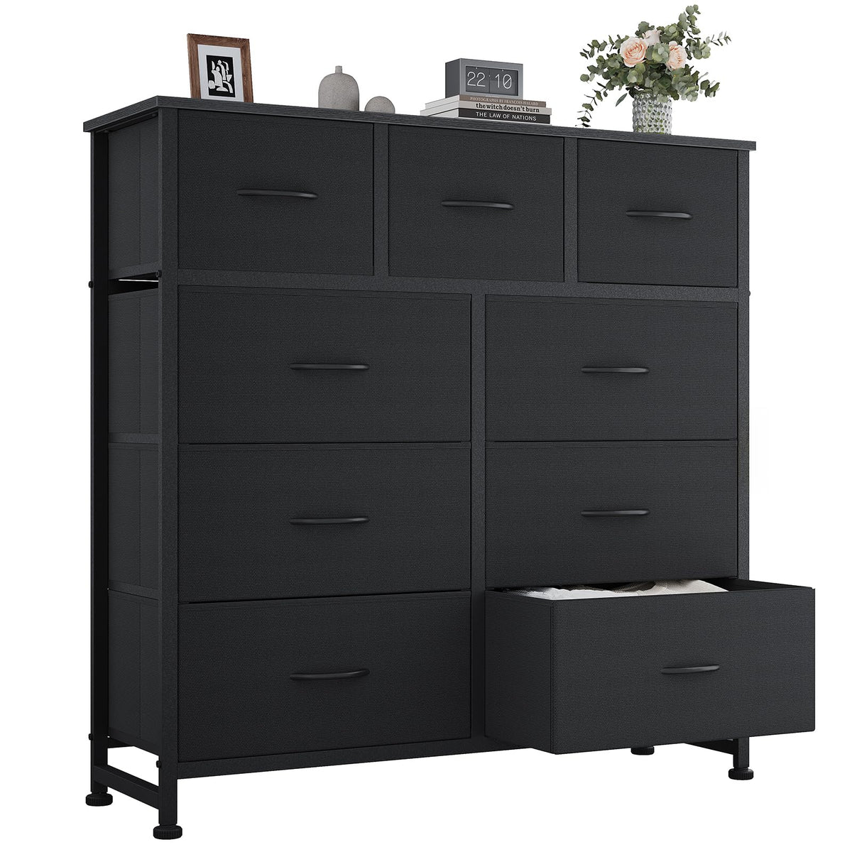 OLIXIS 9 Drawer Black Dresser for Bedroom, Closet Organizer Storage Tower