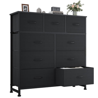 OLIXIS 9 Drawer Black Dresser for Bedroom, Closet Organizer Storage Tower
