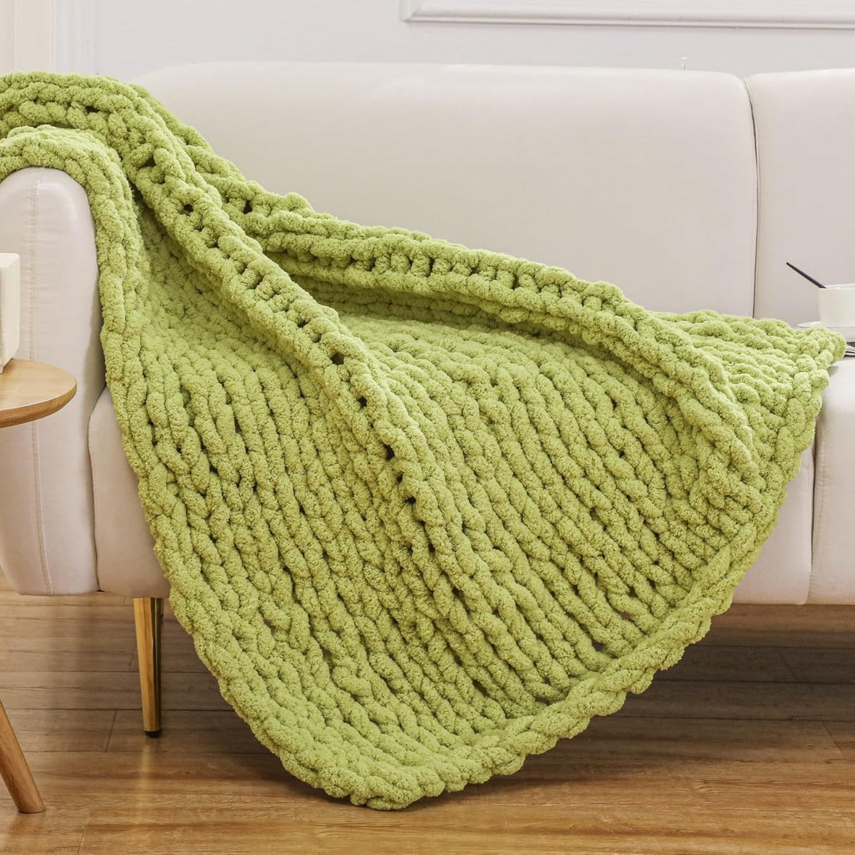 WESHIONGOO Chunky Knit Blanket Throw Knitted Throw Blankets for Couch Bed Fluffy Soft Blanket with