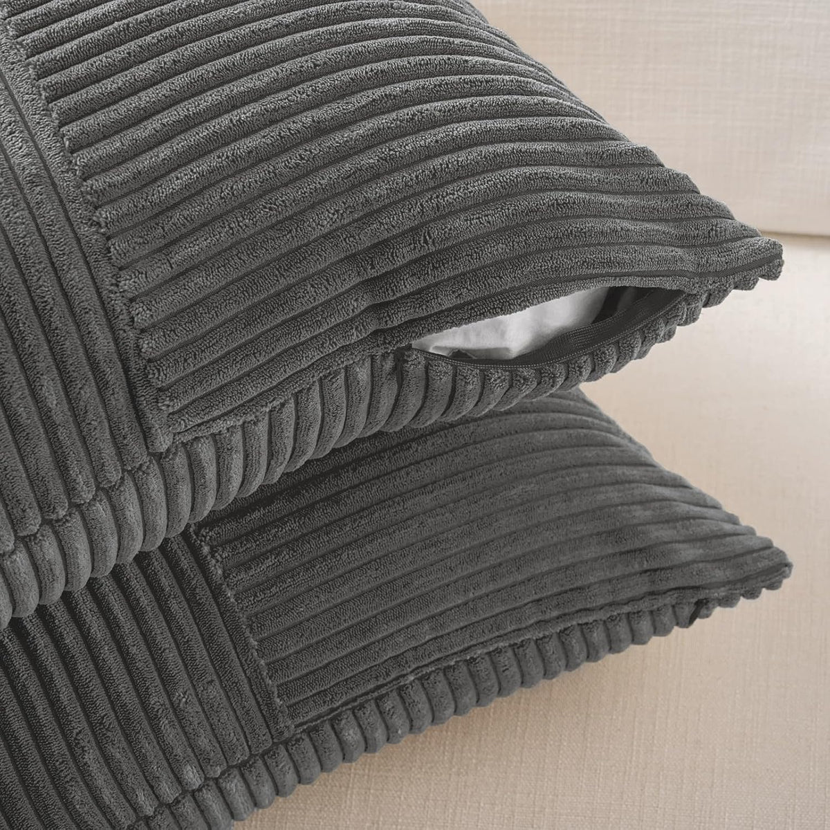 Fancy Homi 2 Packs Dark Gray Euro Decorative Throw Pillow Covers 26x26 Inch for Couch Bed Sofa