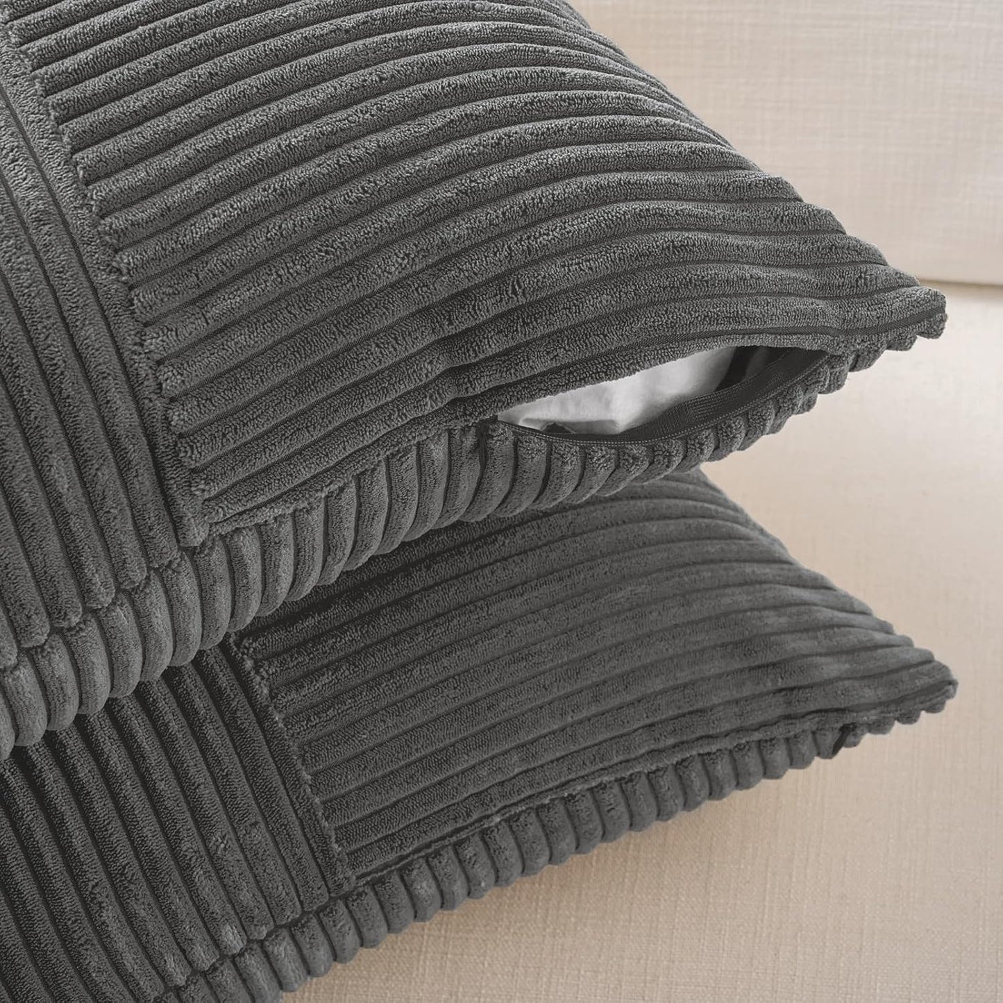 Fancy Homi 2 Packs Dark Gray Decorative Throw Pillow Covers 16x16 Inch for Living Room Couch Bed