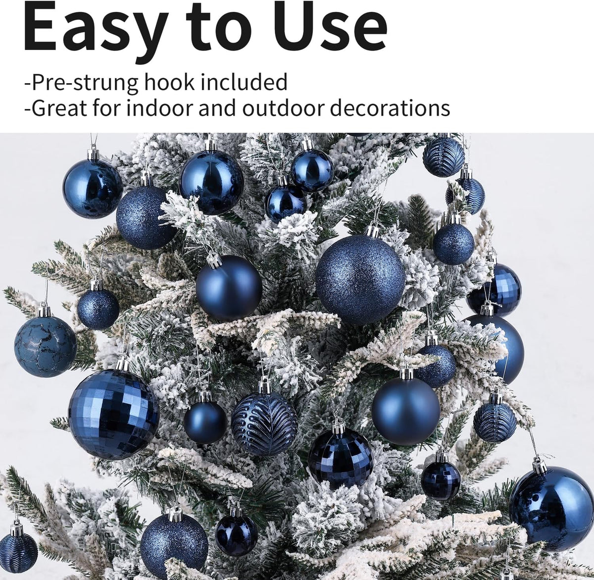 LANGXUN 36pcs Midnight Blue Christmas Tree Decorations Balls, Bolas De Navidad, 2025 Christmas