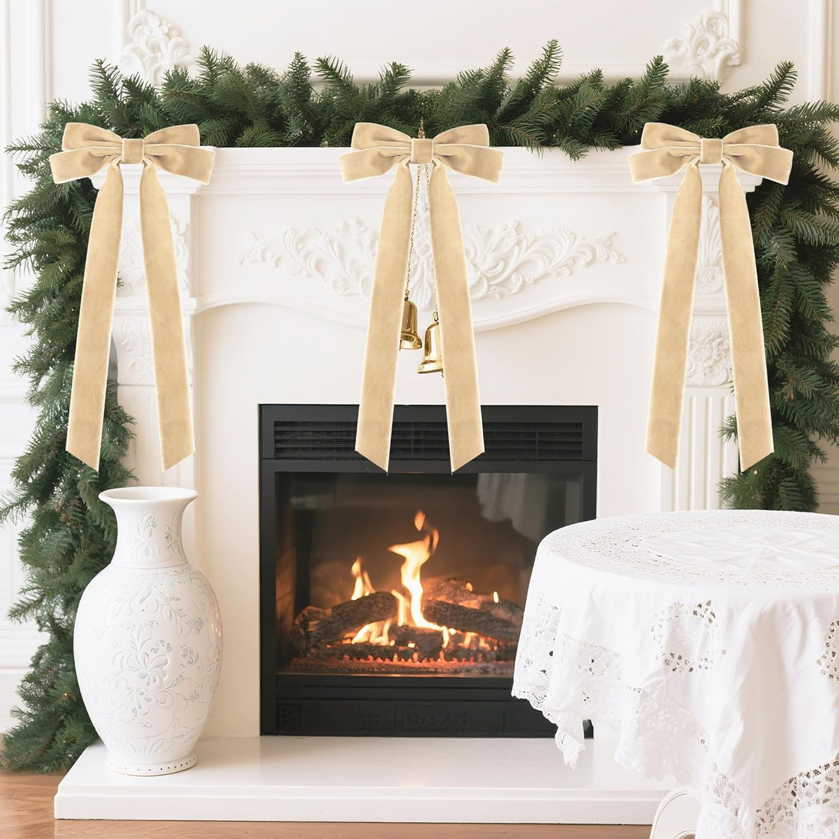 Senjie Velvet Large Christmas Bows for Staircase Garland Wreath, 20in x 8in Vintage Ribbon Bows