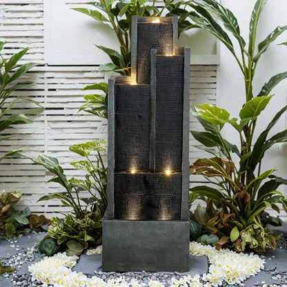 SunJet 5-Tiers Indoor/Outdoor Garden Water Fountain - 50.7inches Modern Floor-Standing Cascading