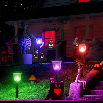 AOSEA 4 Pack Solar Pathway Lights Outdoor Waterproof - Auto RGB Color Changing Solar Lights for
