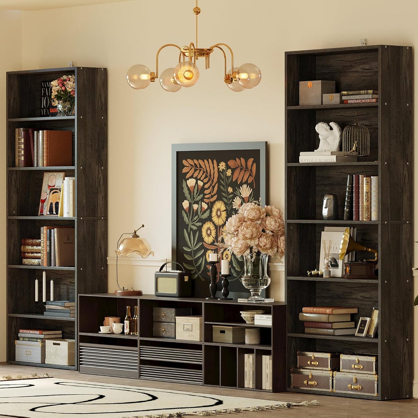 IRONCK Bookshelves and Bookcases Set of 2 Floor Standing 6 Tiers Display Storage Shelves 70 in Tall