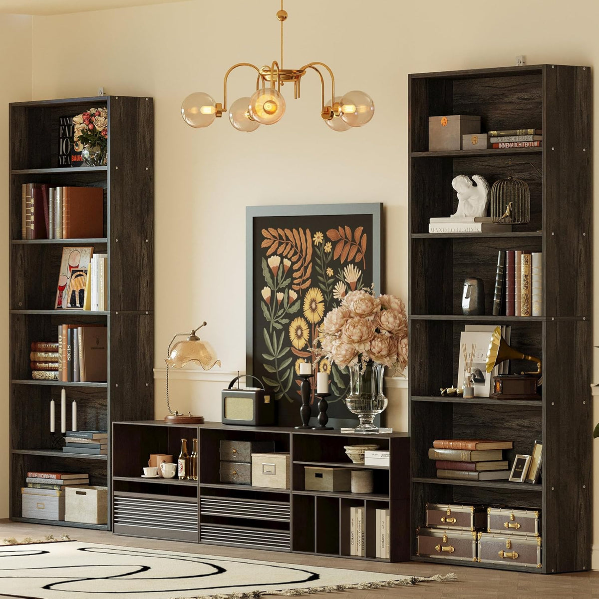 IRONCK Bookshelves and Bookcases Set of 2 Floor Standing 6 Tiers Display Storage Shelves 70 in Tall