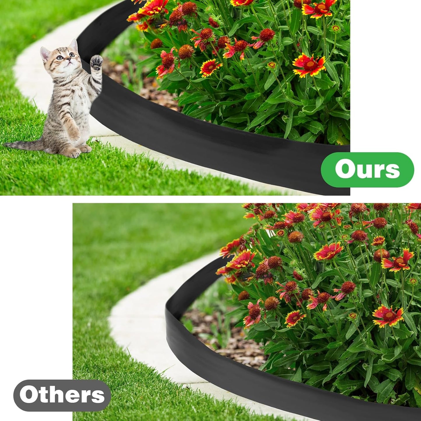 6 Inch Tall 66 ft Length Landscape Plastic Edging Kit with Hammer Spikes Plastic Garden Flower Bed