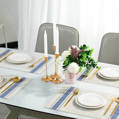 Placemats Set of 6，Non-Slip PVC Weave Table Mats Easy to Clean，Heat Resistant Place Mats for