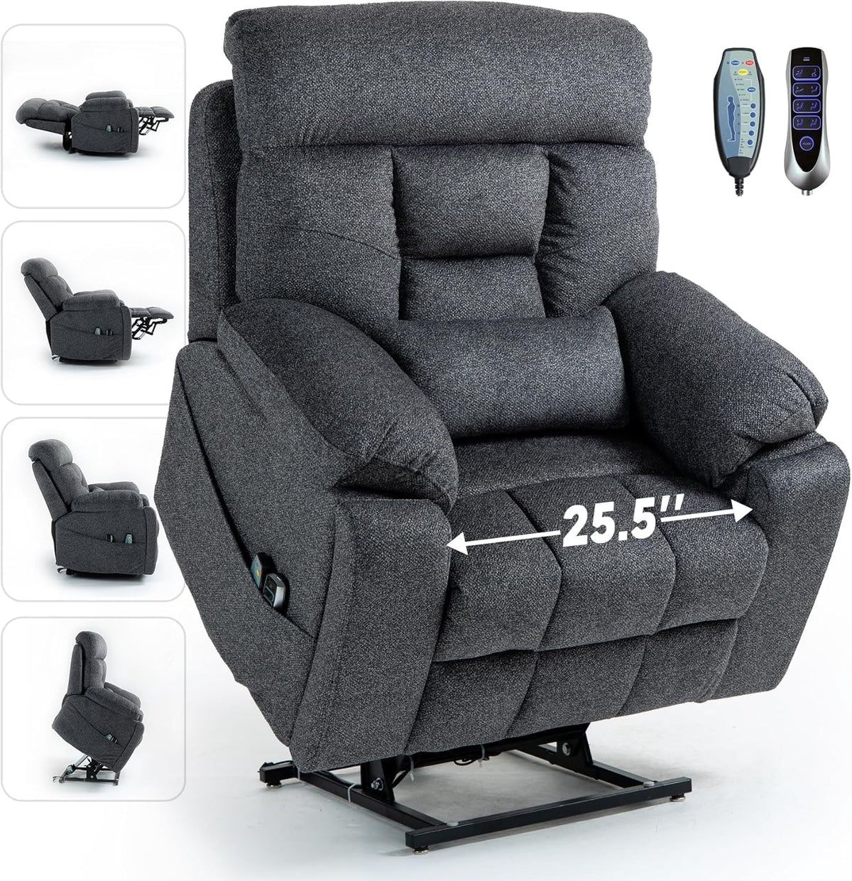 Power Lift Chair Recliners for Elderly with Heated and Massage, 4 Motor Headrest, Lumbar