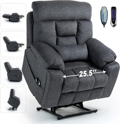 Power Lift Chair Recliners for Elderly with Heated and Massage, 4 Motor Headrest, Lumbar