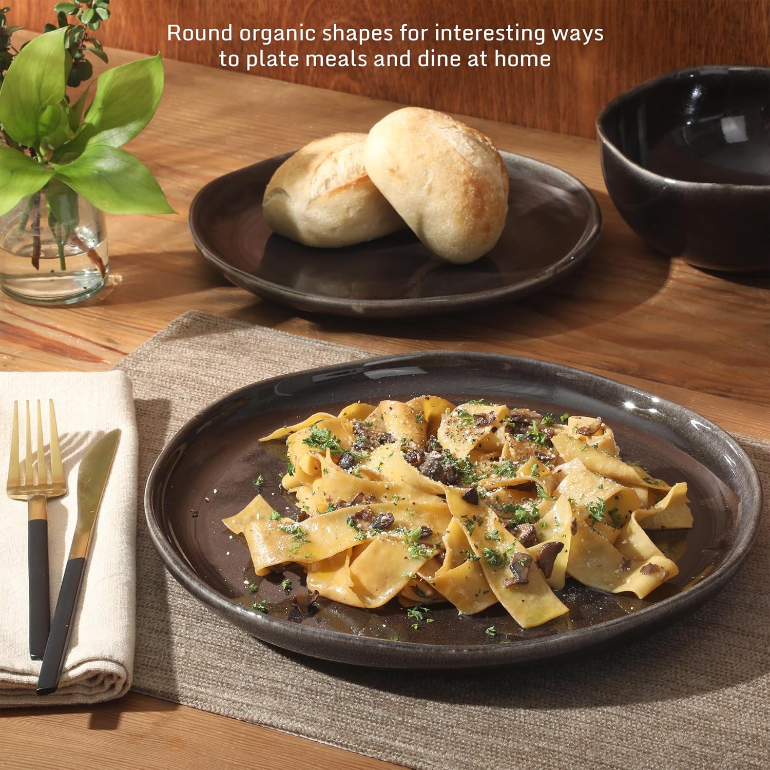 Gibson Elite Nardini 12 Piece (Service for 4) Plates and Bowls Reactive Glaze Dishes Stoneware