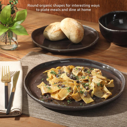 Gibson Elite Nardini 12 Piece (Service for 4) Plates and Bowls Reactive Glaze Dishes Stoneware