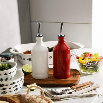 Sweejar Ceramic Olive Oil Dispenser Bottle, Opaque Oil Cruet Protects Oil to Reduce Oxidation