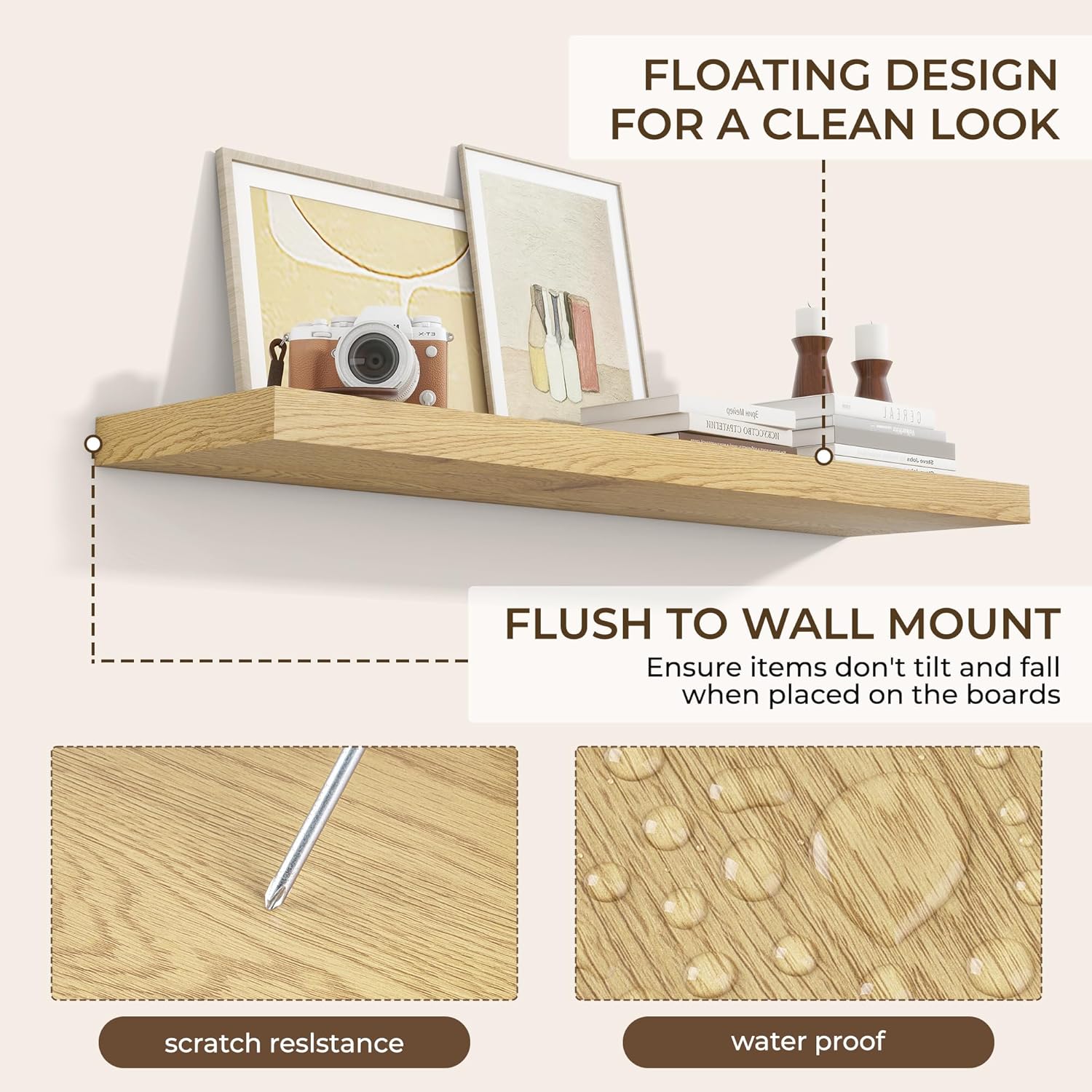 RICHFOCUS 40Inch Floating Shelves for Wall 2 Pack Shelves for Bedroom|Kitchen|Bathroom Wall Mounted