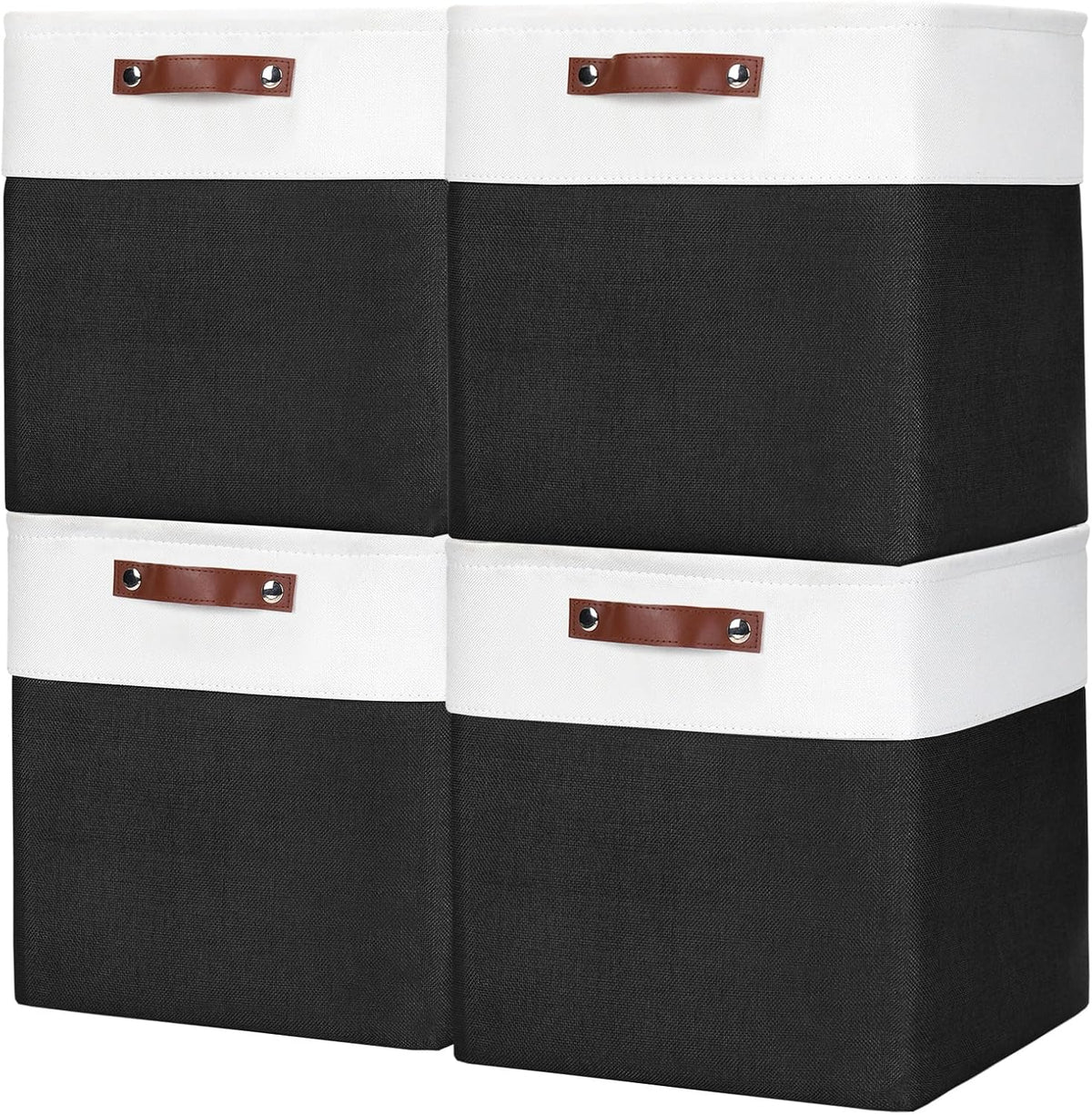 13x13 Cube Storage Bins, Collapsible Fabric Storage Box, 4 Pack Closet Baskets with Handles for