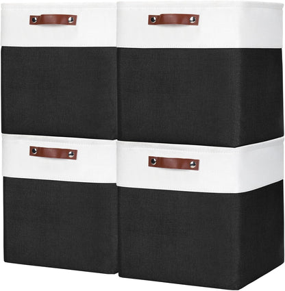 13x13 Cube Storage Bins, Collapsible Fabric Storage Box, 4 Pack Closet Baskets with Handles for