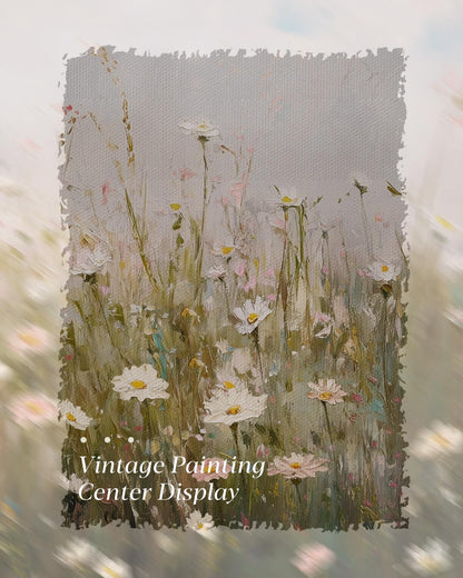 HUARCEY Gold Framed Vintage Wall Art for Living Room Wildflower Field Landscape Decor Aesthetic