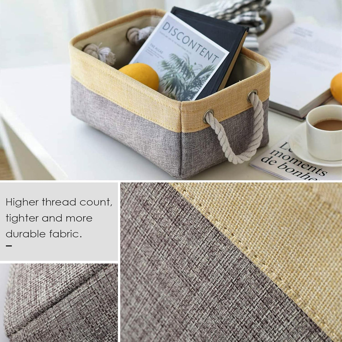 TheWarmHome Storage Bins for Organizing,Sturdy Storage Basket, Decorative Foldable Storage Baskets