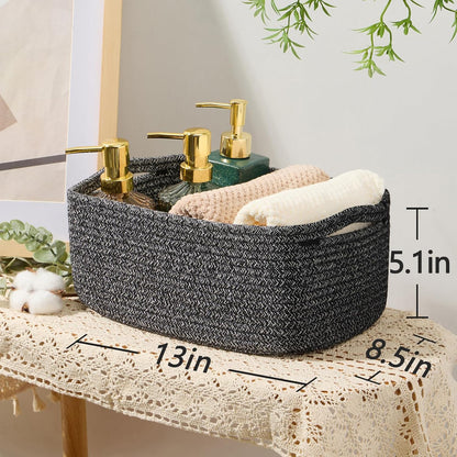 Small Storage Baskets for Organizing | Closet Organizer Bins | Shelf Toy Basket | Woven Rope