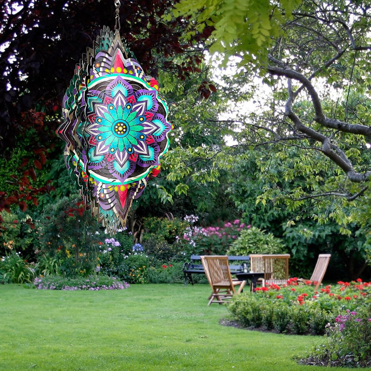 Hanging Wind Spinners for Yard and Garden Mandala Purple Star,Kinetic Wind Spinners Outdoor Worth