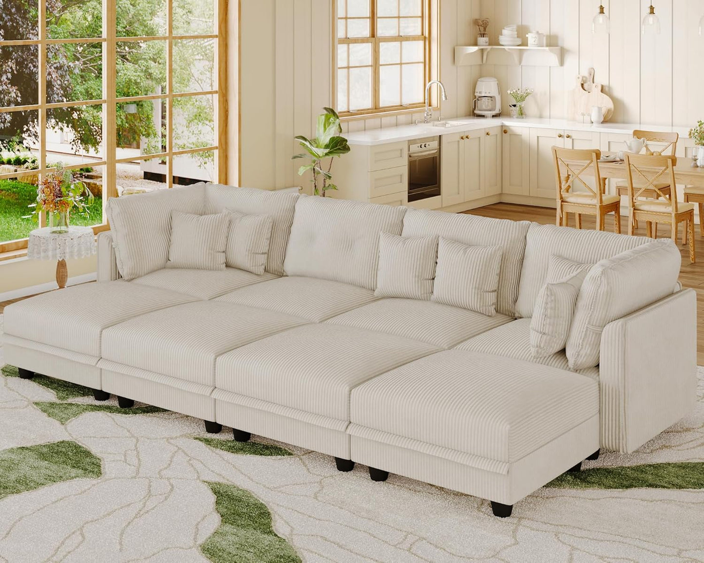 LLappuil Modular Sectional Sofa with Storage Seats, Corduroy Convertible Modular U Shaped Sectional