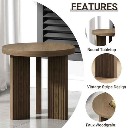Small Round Side Table, 17.52" Coffee Table with Smooth Thick Mesa, Circle End Table with X Shaped