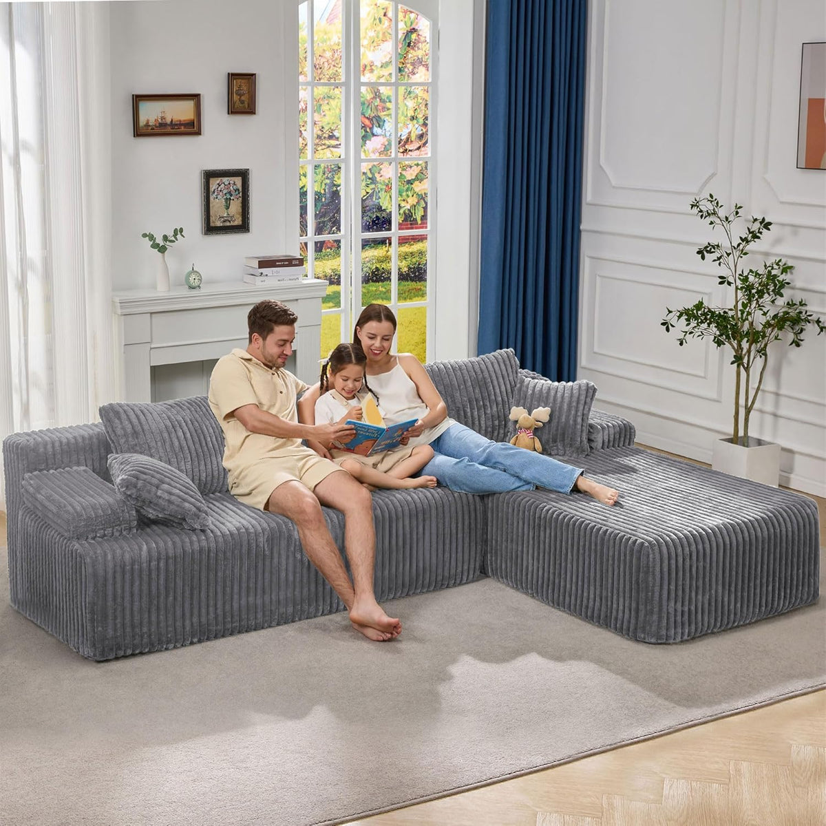 Hobestluk Modular Sectional Sofa Couches 108" L-Shape Couch 3 Seat Modular Sofa Memory Foam