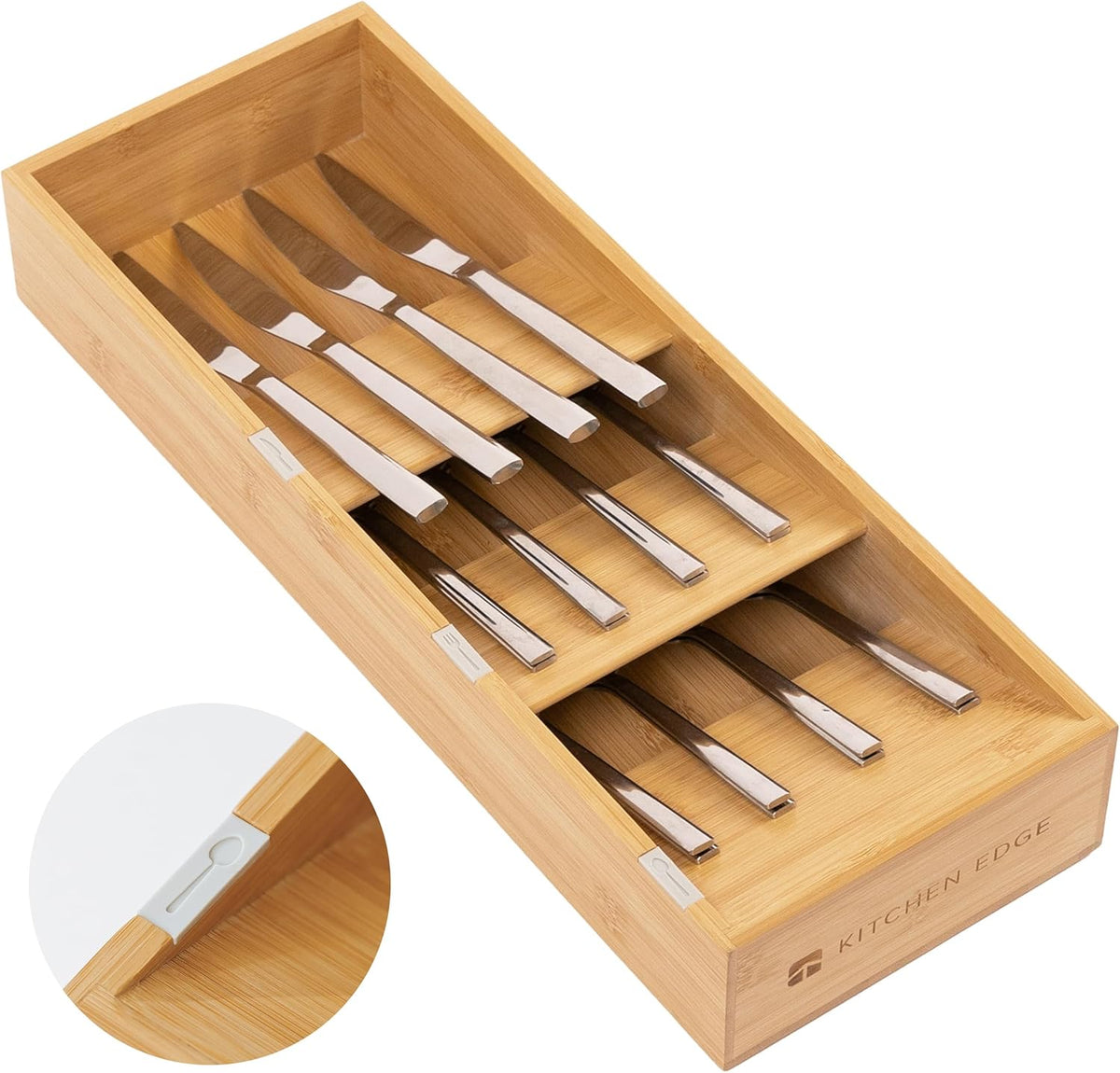Premium Cutlery, Flatware, and Silverware Drawer Organizer – Slanted 3-Compartment Design with