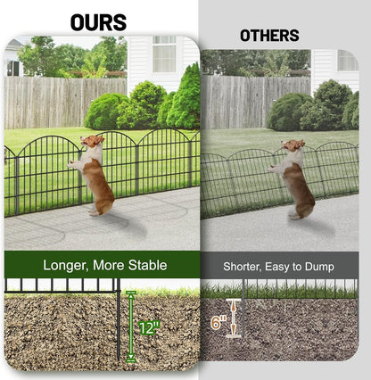 Metal Garden Fence 28in (H) x 11.7ft (L), 5 Panels + 6 Stakes Rustproof Border Fence Animal Barrier