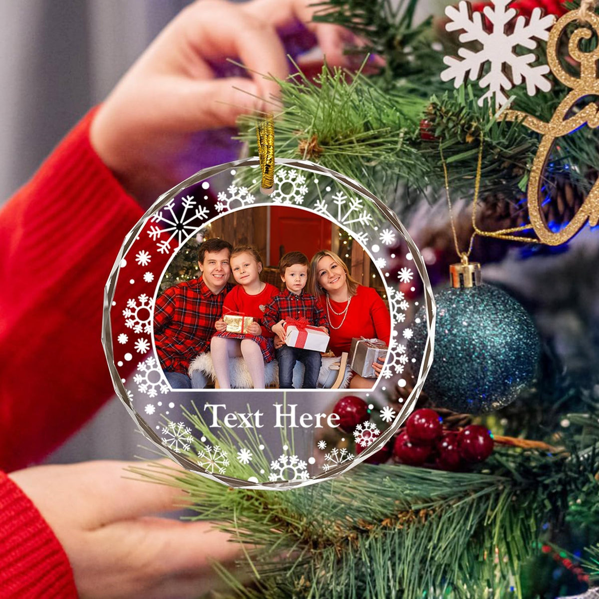 Personalized Photo Crystal Ornaments, Custom Glass with Picture for Christmas, Customized Crystal