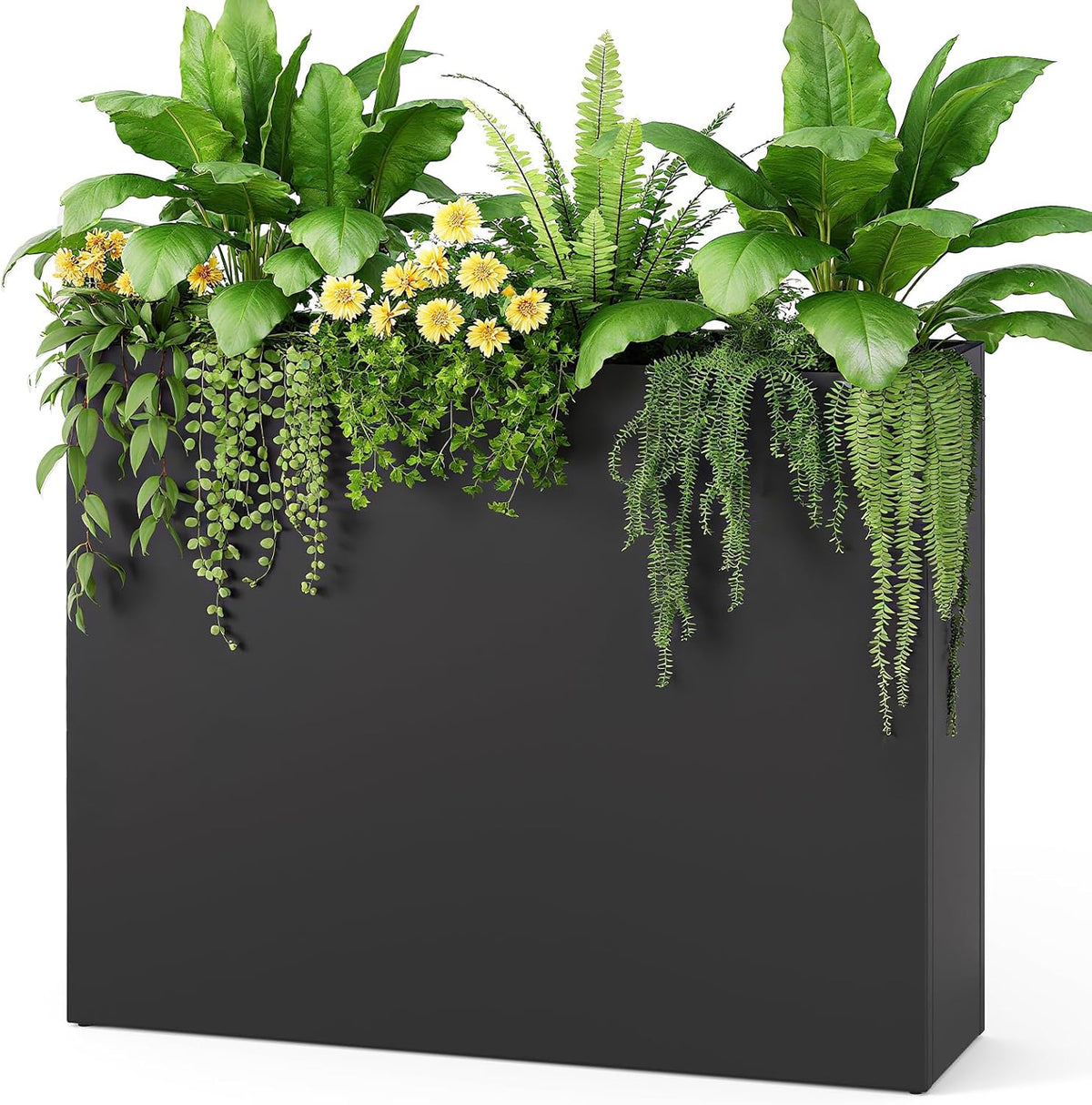 Stoog 38" Metal Tall Rectangular Planter - All-Weather Planter Box for Indoor/Outdoor Use, with