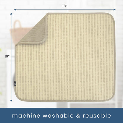 S&T INC. Dish Drying Mat, 16” x 18”, Absorbent Microfiber Kitchen Counter Mat, Dish Drying Pad for
