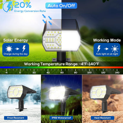 NYMPHY Solar Lights Outdoor Waterproof IP68, 56 LED 3 Lighting Modes Solar Powered Garden Yard Spot