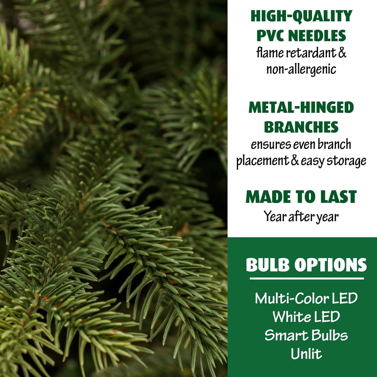 Fraser Hill Farm 7.5-Ft. Foxtail Pine Artificial Christmas Tree with Stand and No Lights, Unlit