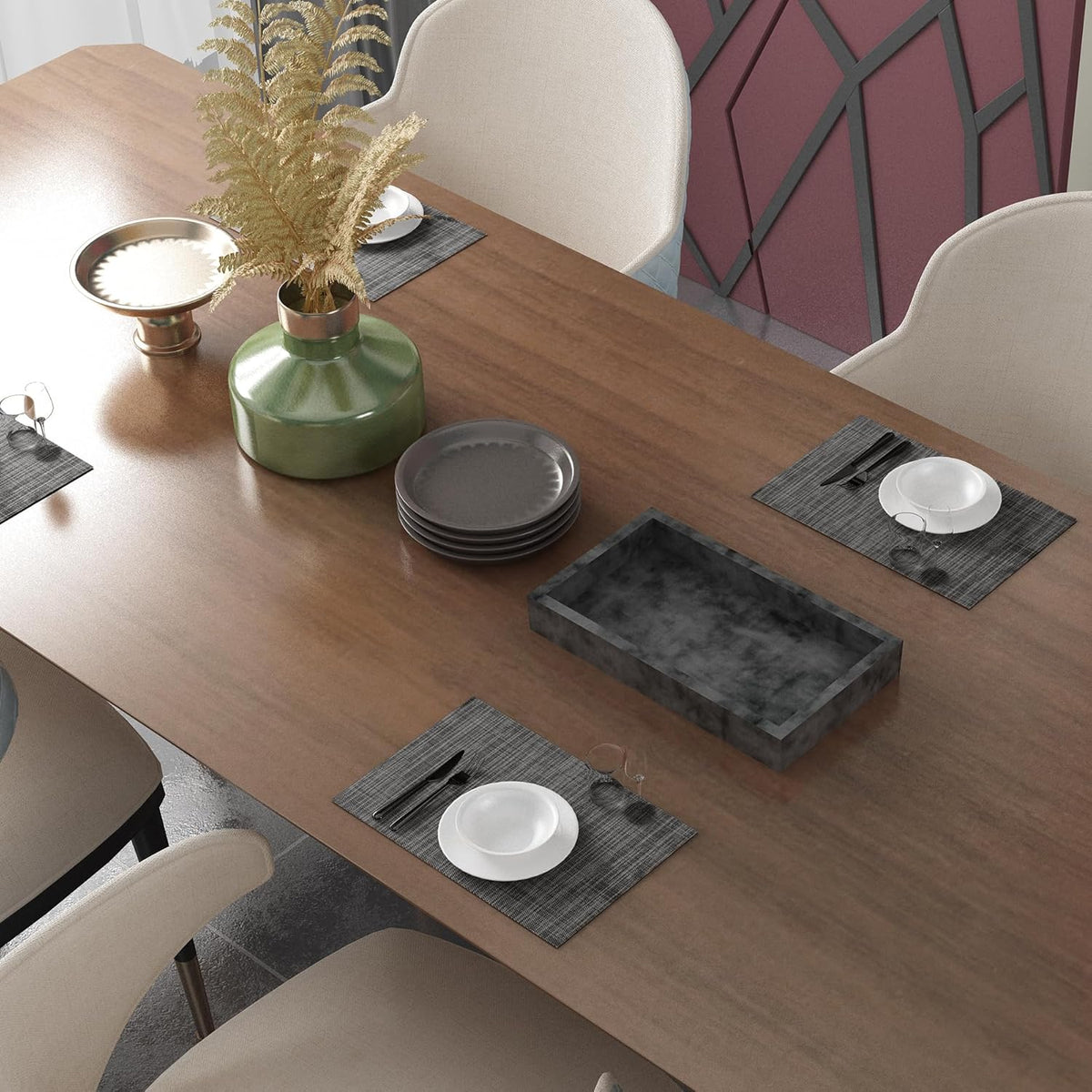 CADONO Placemats Set of 4 Washable Indoor/Outdoor Vinyl Place Mats for Dining Table Durable