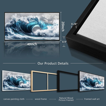 PHAOHUAXM Blue Wave lPaintings Wall Art For Living Room Wall Decor For Bedroom Ocean Inspiration