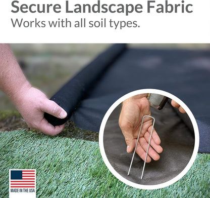 Pinnacle Mercantile USA Made 50 Pack Garden Landscape Staples Weed Barrier Fabric Stakes Galvanized