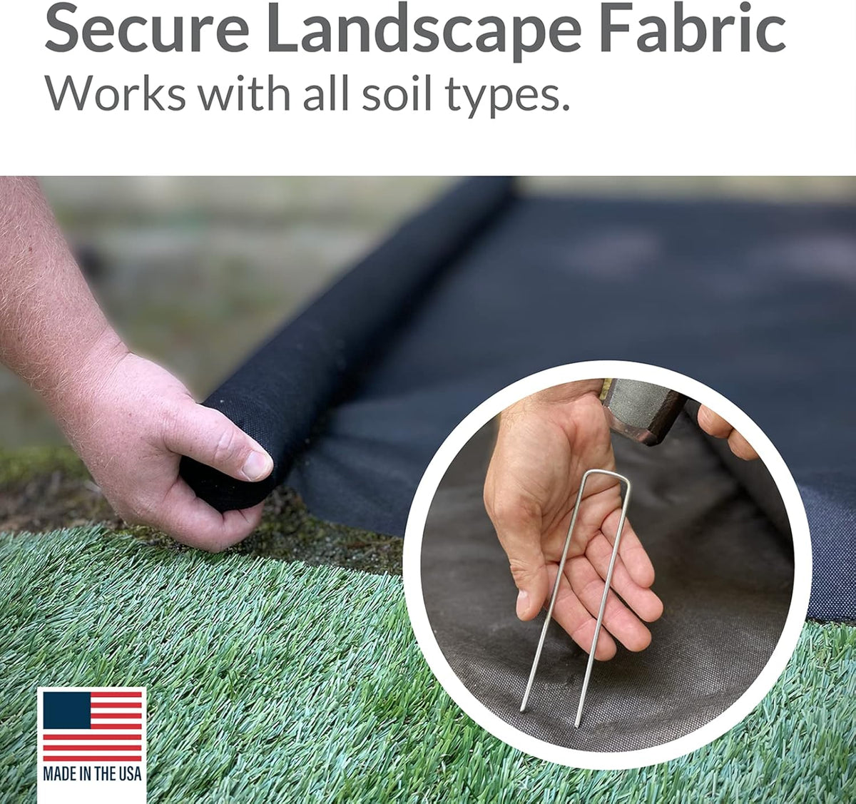 Pinnacle Mercantile USA Made 450 Pack Garden Landscape Staples Weed Barrier Fabric Stakes