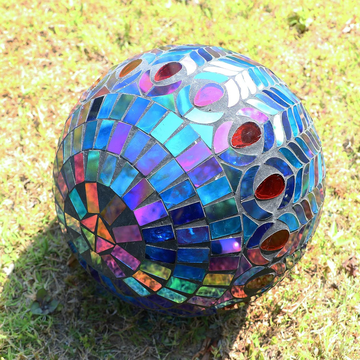 VCUTEKA Gazing Ball, Glass Mosaic Gazing Balls Sphere for Garden Lawn Outdoor Ornament Yard