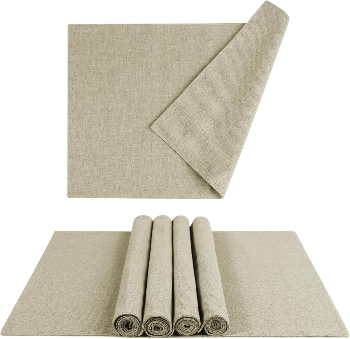 MANSPHIL Cloth Placemats Set of 6, Double Layer Faux Linen Place Mats Heat Resistant Washable Table