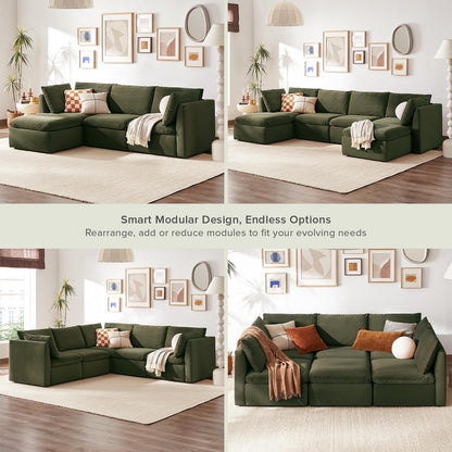 mopio Oversized Modular Sectional Sofa with Fully Removable Covers and Storage, Convertible U