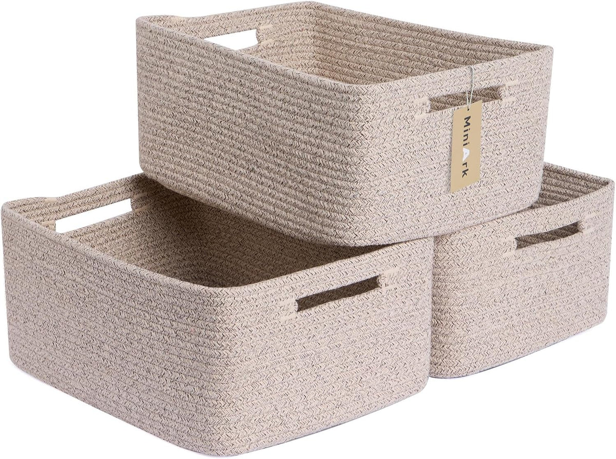 Large Storage Baskets for Shelves, Closet Organizers Bins for Clothes Blanket Towels, Baby Nursery